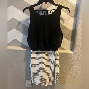 Black and White Striped Mini Dress